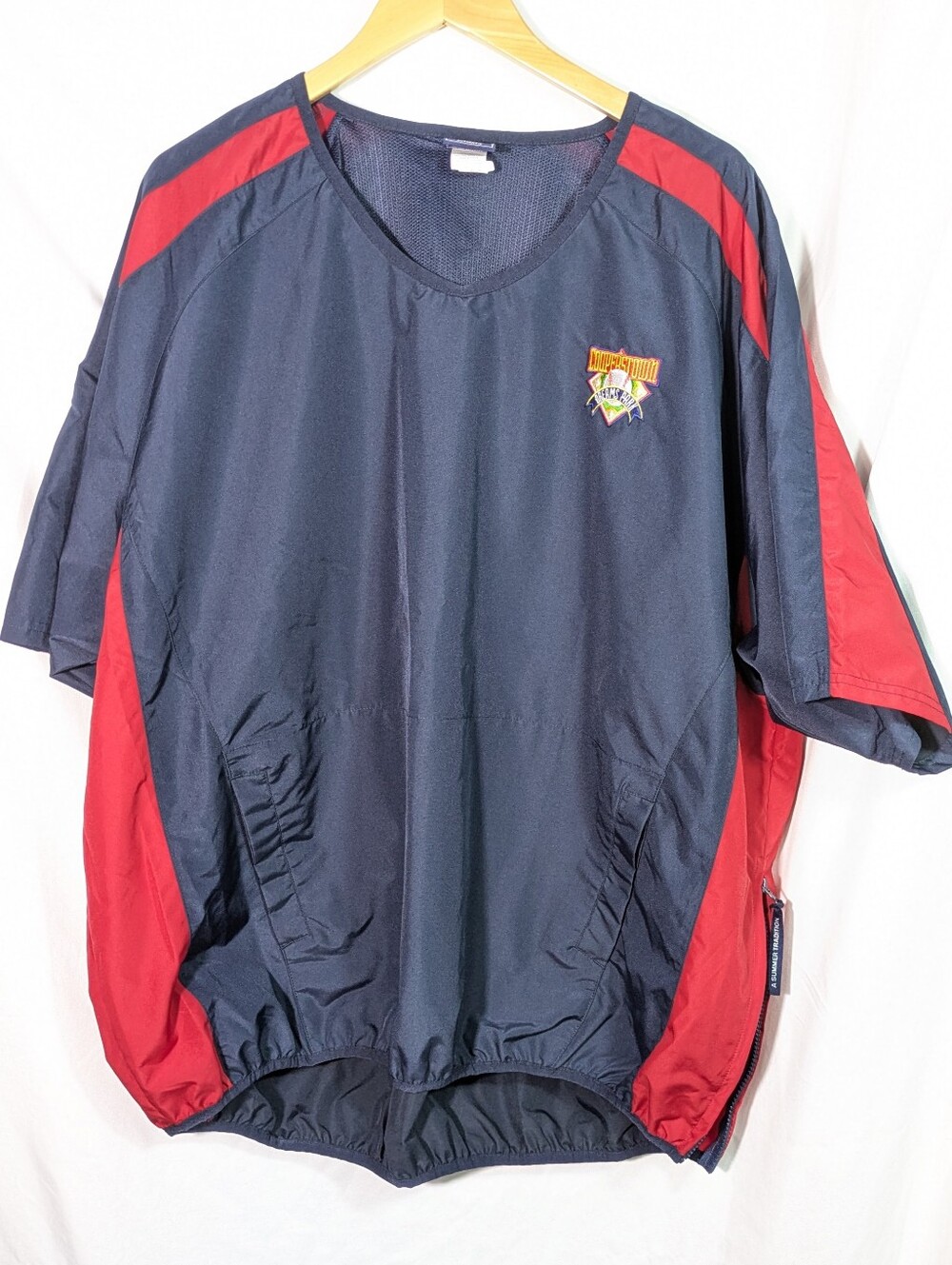 Cooperstown Dreams Park Baseball WIndbreaker Short Sleeve V-neck Blue Red 2XL